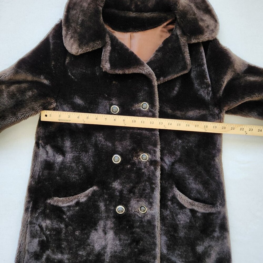 Vintage Mar Del Chocolate Brown Faux Fur Coat Glam Sexy Old Money Winter Pretty - Picture 12 of 15